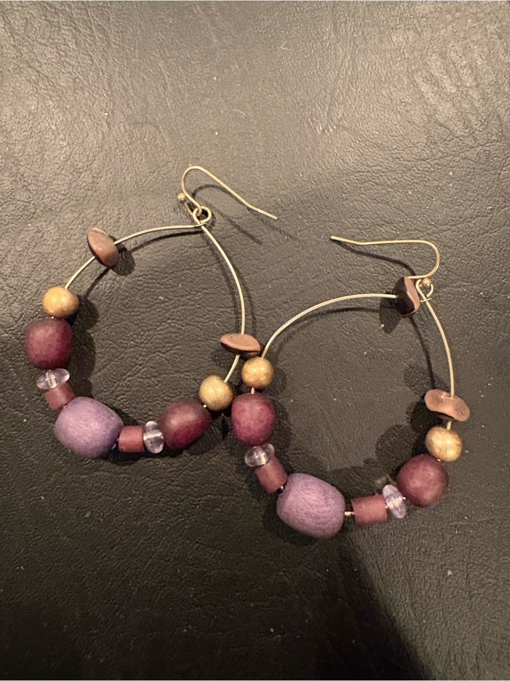 Handcrafted Purple Beaded Hoop Earrings